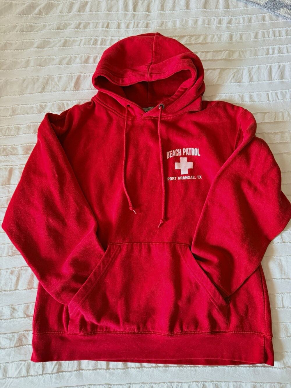 Pacific & Co. Red Pullover Hoodie Beach Patrol Port Aransas TX Men's S